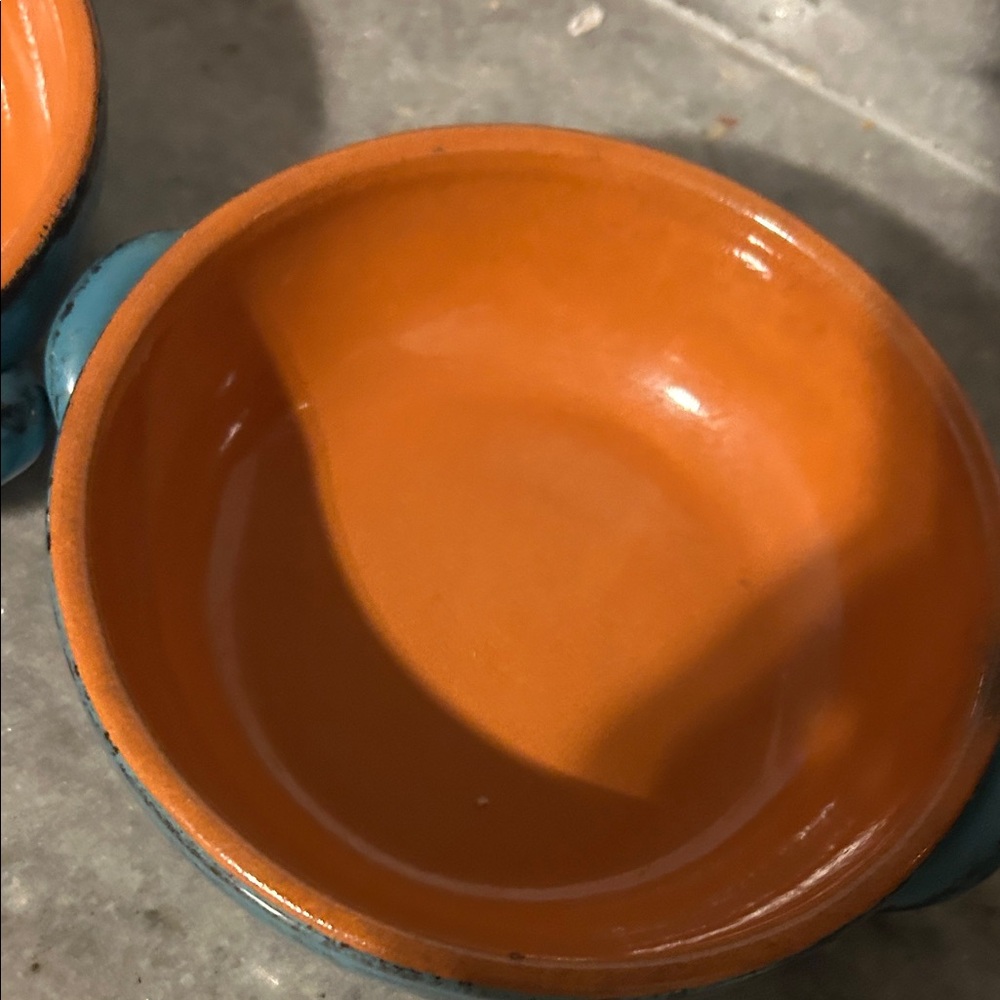 De Silvia Rustic Blue and Orange Ceramic Bowls made in Italy - Picture 3 of 5